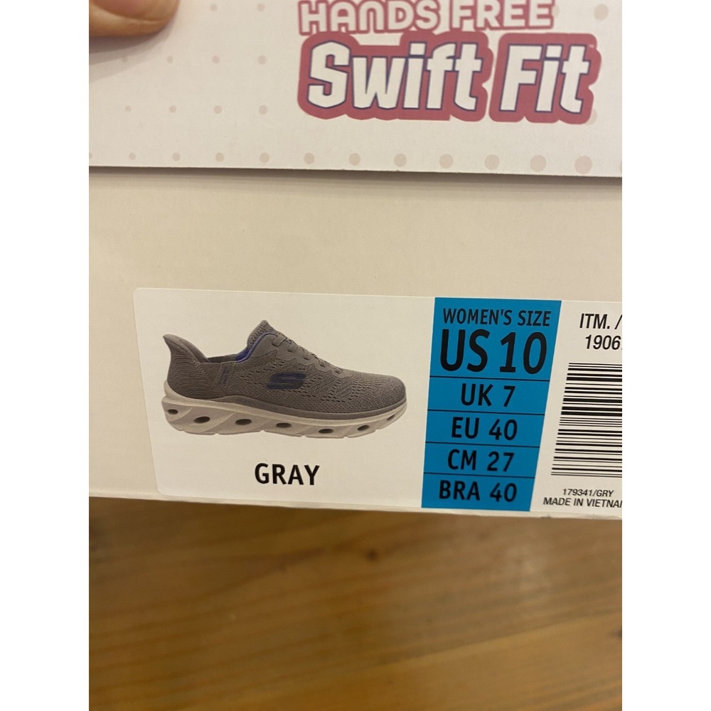 Skechers NIB Swift Fit Sz 6.5 Hands Free Grey Blue Glide-Lite 2.0 Slip On Shoes - Picture 4 of 5